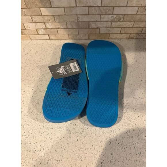 Mickey Mouse‎ Slide Sandals Terry Cloth Blue Green Women Size 10 Men Size 8 NWT - Picture 3 of 3